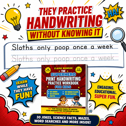 The Superhero Print Handwriting Practice Workbook for Kids