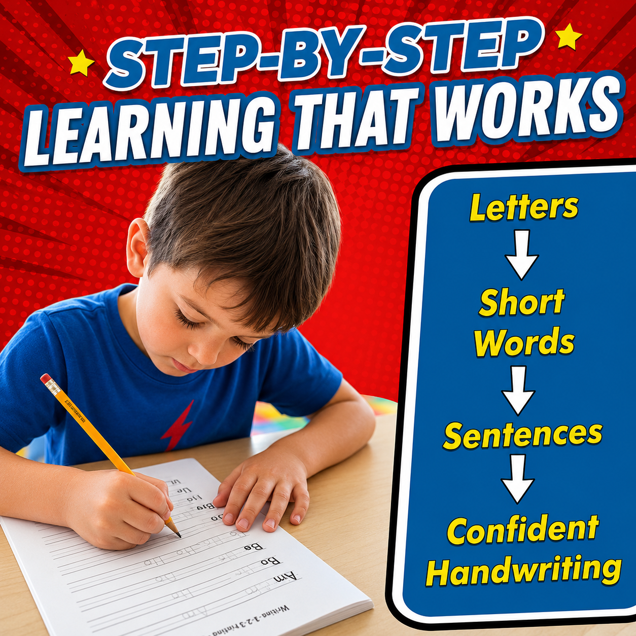 The Superhero Print Handwriting Practice Workbook for Kids