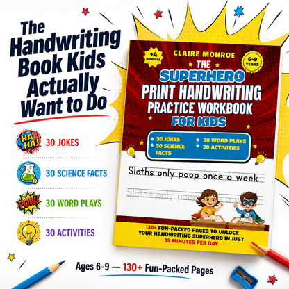 The Superhero Print Handwriting Practice Workbook for Kids